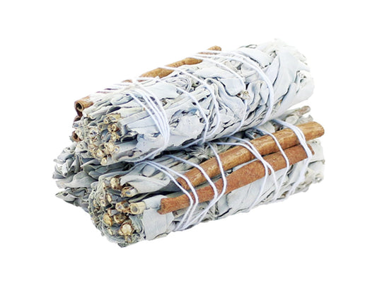 4" White Sage & Cinnamon Smudge Stick