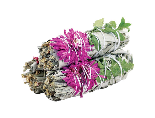 4" Dahlia White Sage Smudge Stick