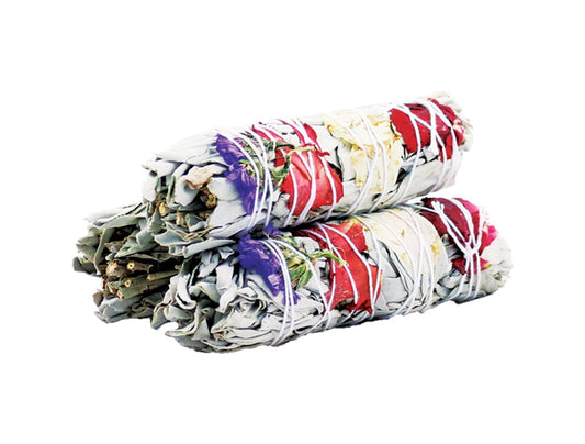 4" Morning Glory White Sage Smudge Stick