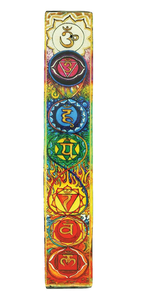 11″ Seven Chakras Wooden Incense Ashcatcher