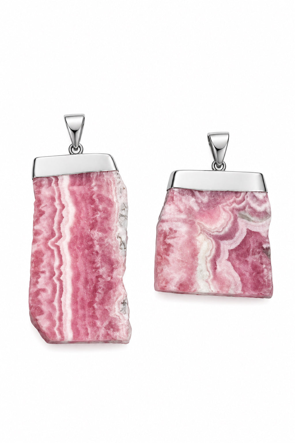 Rhodochrosite Polished Slab .925 Sterling Silver Pendant