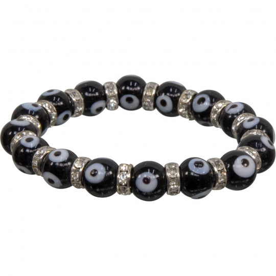 Black Evil Eye Protection Glass Beads Elastic Bracelet