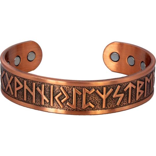 Runes - Antique Copper Magnetic Copper Cuff Bracelet
