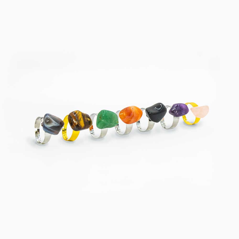 Gemstone Adjustable Tumbled Natural Stone Rings