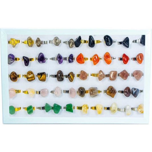 Gemstone Adjustable Tumbled Natural Stone Rings