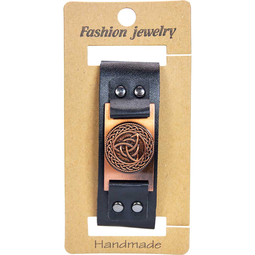 Celtic Knot Black Vegan Leather Adjustable Bracelet