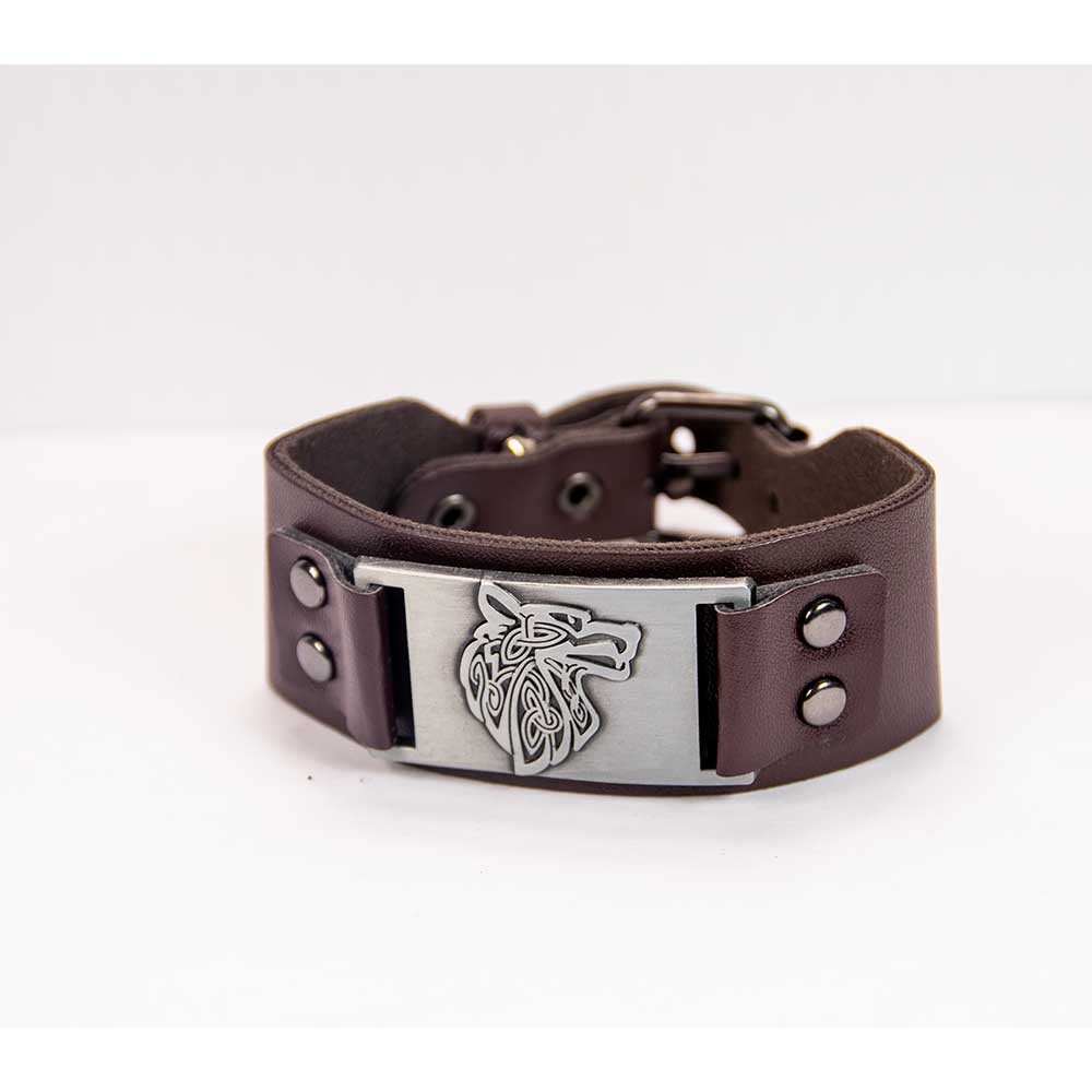 Wolf Brown Vegan Leather Adjustable Bracelet