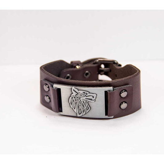 Wolf Brown Vegan Leather Adjustable Bracelet