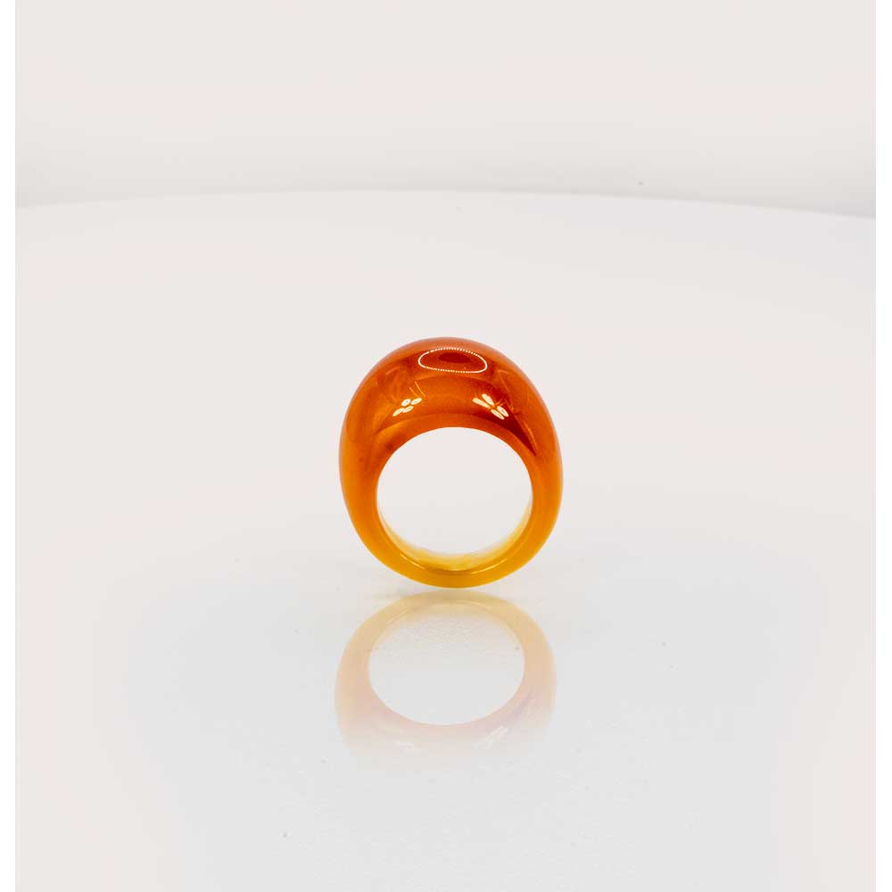 Carnelian Carved Domed Band Ring Size 7