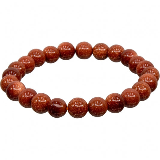 Red Goldstone 8MM Round Beaded Bracelet
