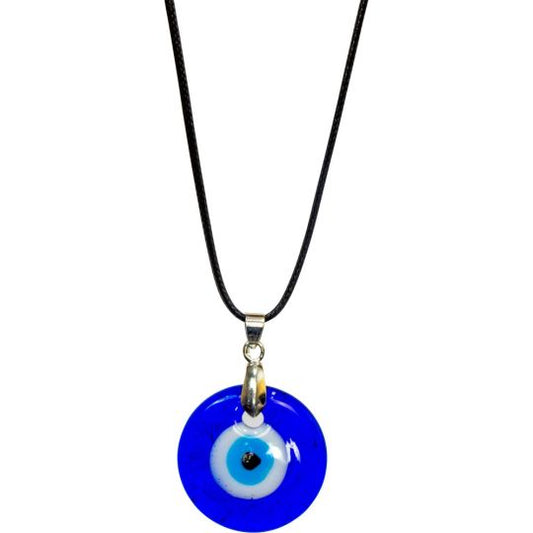Evil Eye Round Protection Black Cord Clasp Adjustable Necklace
