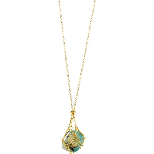Gold Plated Metal Adjustable Crystal Cage Necklace - Empty