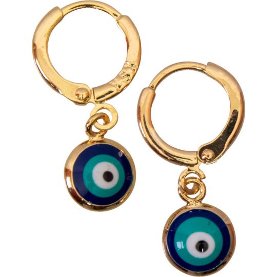 Blue Evil Eye Earrings Gold Plated Copper