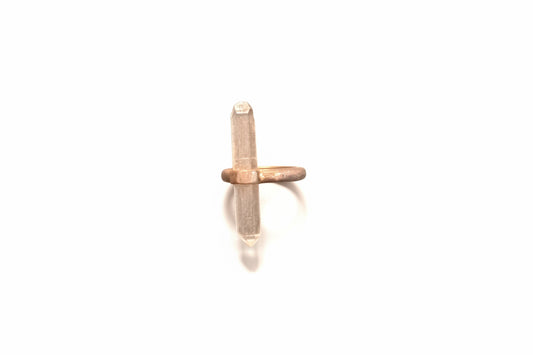 Clear Quartz Natural D/T Point .925 Sterling Silver Ring Size 8
