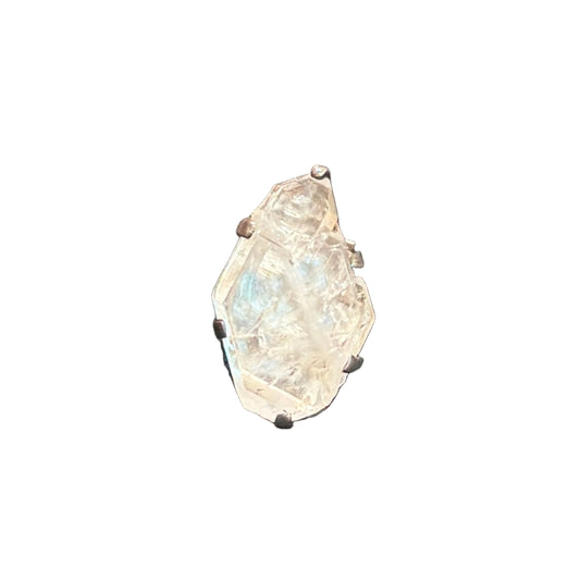 Faden Quartz Natural points Claw Set Sterling Silver Ring Size 8