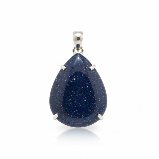 Blue Goldstone Sterling Silver Pendant