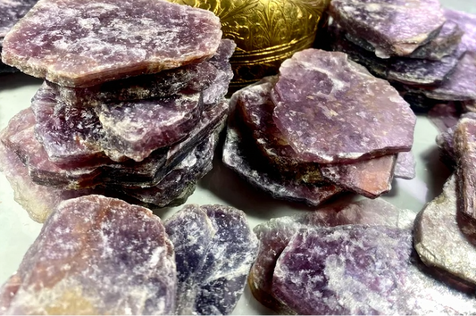 Lepidolite Leaves Raw Slices Brazil