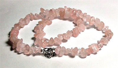 Rose Quarz Chips Stone Adjustable Necklace 18" +2"