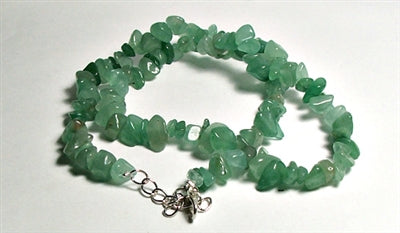 Green Aventurine Chips Stone Adjustable Necklace 18" +2"