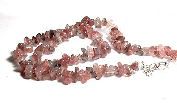Strawberry Quartz Chips Stone Adjustable Necklace 18" +2"