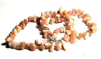 Peach Moonstone Chips Stone Adjustable Necklace 18" +2"