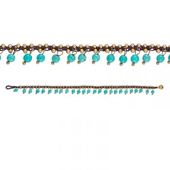 TURQUOISE COLOR BEADS & BELLS ANKLET