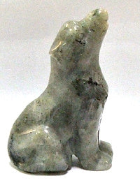 50mm Labradorite Stone Wolf Carving