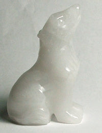 50mm White Jade Stone Wolf Carving