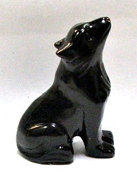 50mm Black Onyx Stone Wolf Carving