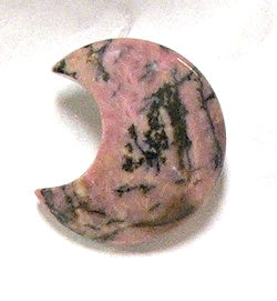 STONE 30mm CRESCENT MOON IN RHODONITE