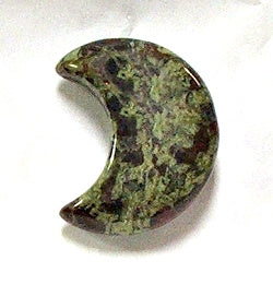 STONE CRESCENT MOON IN DRAGON BLOOD JASPER