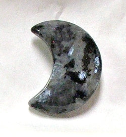 STONE 30mm CRESCENT MOON IN LARVIKITE BLUE PEARL