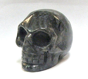 50mm Larvikite (Blue Pearl / Black Labradorite) Stone Skull Carving