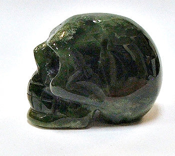 50mm India Agate / Moss Agate Stone Skull Carving