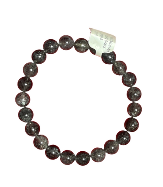 Black Strawberry Quartz 8MM Beaded Bracelet
