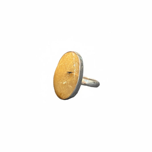 Rutilated Quartz Oval Cab Sterling Silver Ring