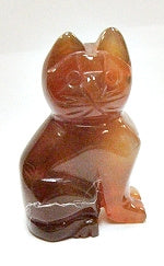 STONE SITTING CAT 50mm IN CARNELIAN AGATE