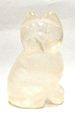 STONE SITTING CAT 50mm IN CLEAR QUARTZ