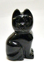 STONE SITTING CAT 50mm IN ONYX