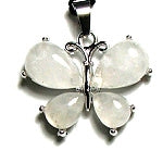 Clear Quartz Drop 4 Stones Butterfly Pendant