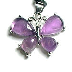 Amethyst Drop 4 Stones Plated Butterfly Pendant