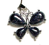 Blue Goldstone Drop 4 Stones Butterfly Pendant