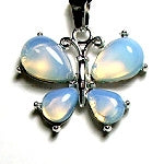 Opalite Drop 4 Stones Butterfly Pendant