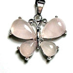 Rose Quartz Drop 4 Stones Butterfly Pendant