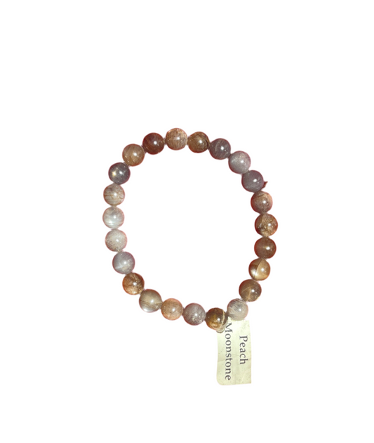 Peach Moonstone 8MM Beaded Bracelet