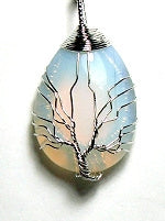 Opalite Wire Tree Of Life Tear Drop Pendant