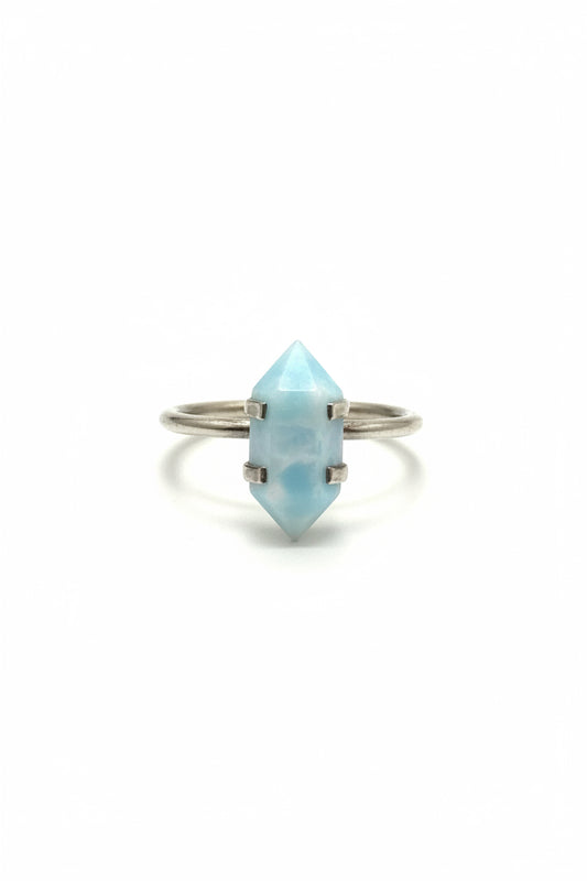Larimar Double Terminated Point .925 Sterling Silver Ring