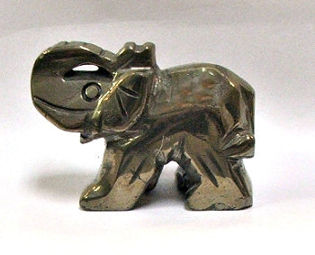 50mm Pyrite Stone Elephant Carving