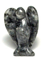 2" Larvikite (Blue Pearl / Black Labradorite) Stone Angel Carving