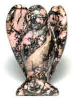 2" Rhodonite Stone Angel Carving